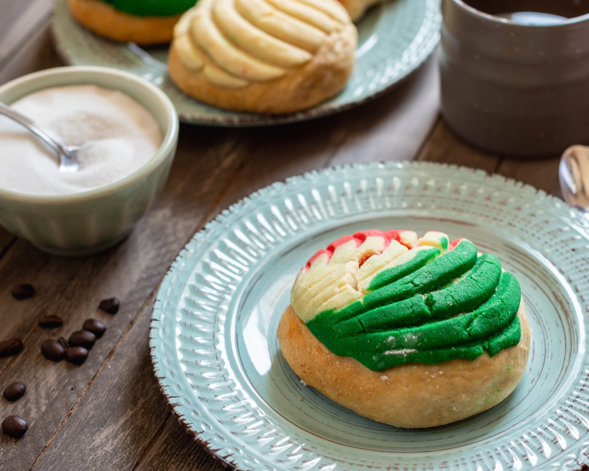 Decorated vegan sugar cookies with swirled frosting